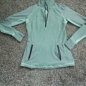 lululemon athletica Mint Green & White Striped Muscle Tee